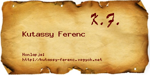 Kutassy Ferenc névjegykártya